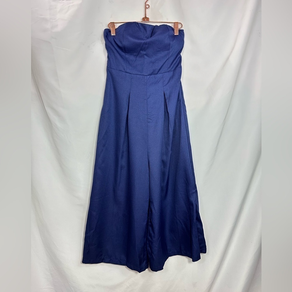Petal + Pup navy culotte strapless wide leg jumpsuit size S